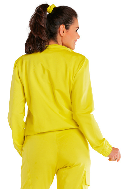 Bluza damska dresowa rozpinana bawełniana z kieszeniami limonkowa